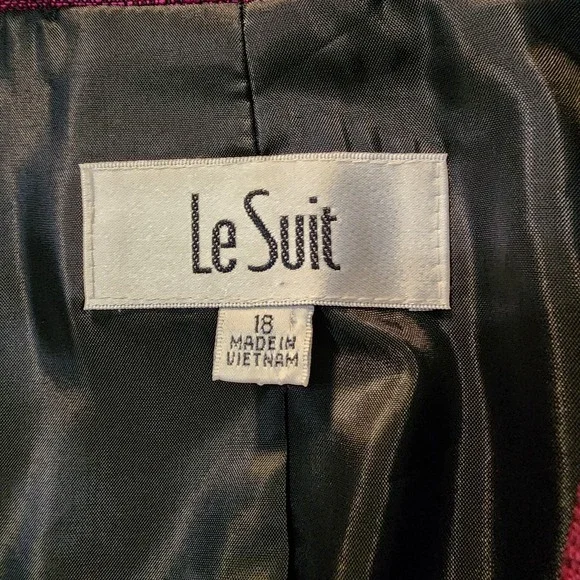 LE SUIT Size 18 Fuschia Pink Black Tailored Single Breasted Office Work Blazer - Picture 11 of 12